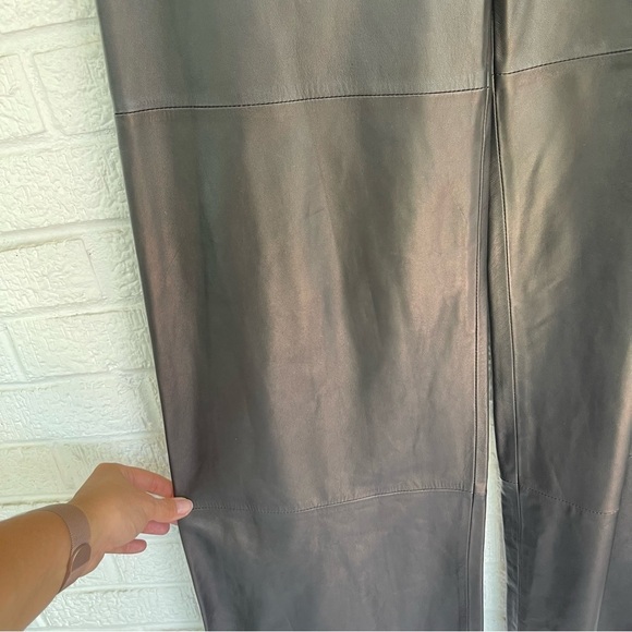 NEW Piazza Sempione 100% Leather Wide Leg Pant P825 Black Size 42 NWT - Picture 6 of 10